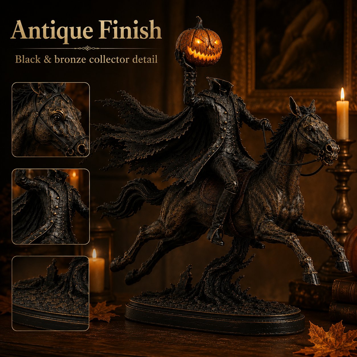 ⏰Limited Stock 49% OFF - 🎃🏇Midnight Chase Headless Horseman Statue | Awaken the Legend of the Hollow(✨Same as the video)