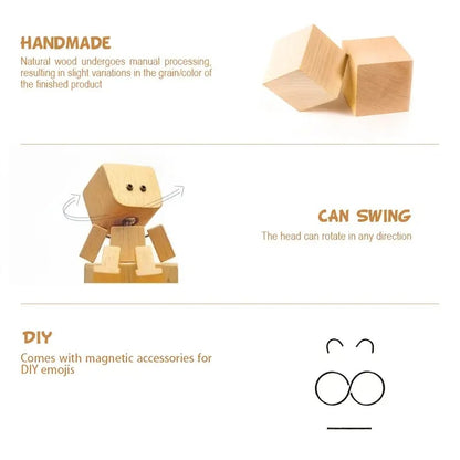 Shaking Feet Wooden Doll with 12PCS Magnetic Expressions