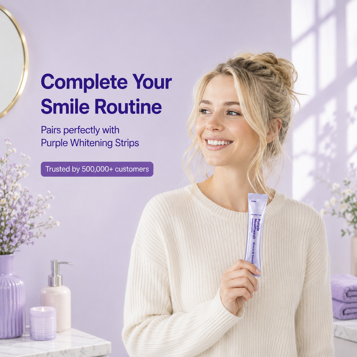 Purple Mouthwash - Sachets 20 Pack - Peroxide-Free - Alcohol Free - Vegan Mint