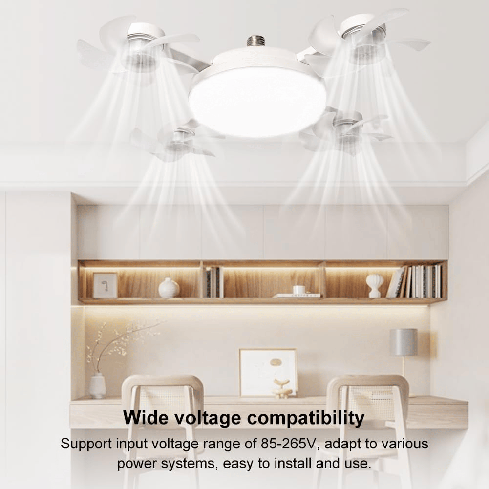 2-in-1 Socket Fan Light – 3-Color Dimmable LED Ceiling Fan with Remote