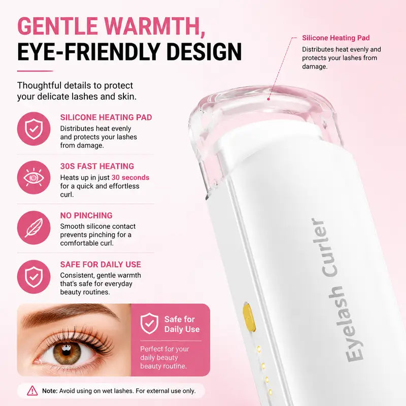 Heated Eyelash Curler, USB Rechargeable Electric Lash Curler with 3 Temperature Settings