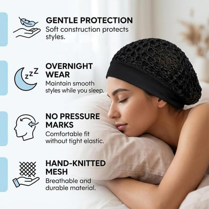 3-Pack Satin Bonnet Sleep Caps - Stretchy Wide Band Night Cap for Curly Hair