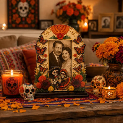 💀Día de los Muertos Wooden Picture Frame Decor - Mexican Tabletop Altar Display with Multiple Frame Designs