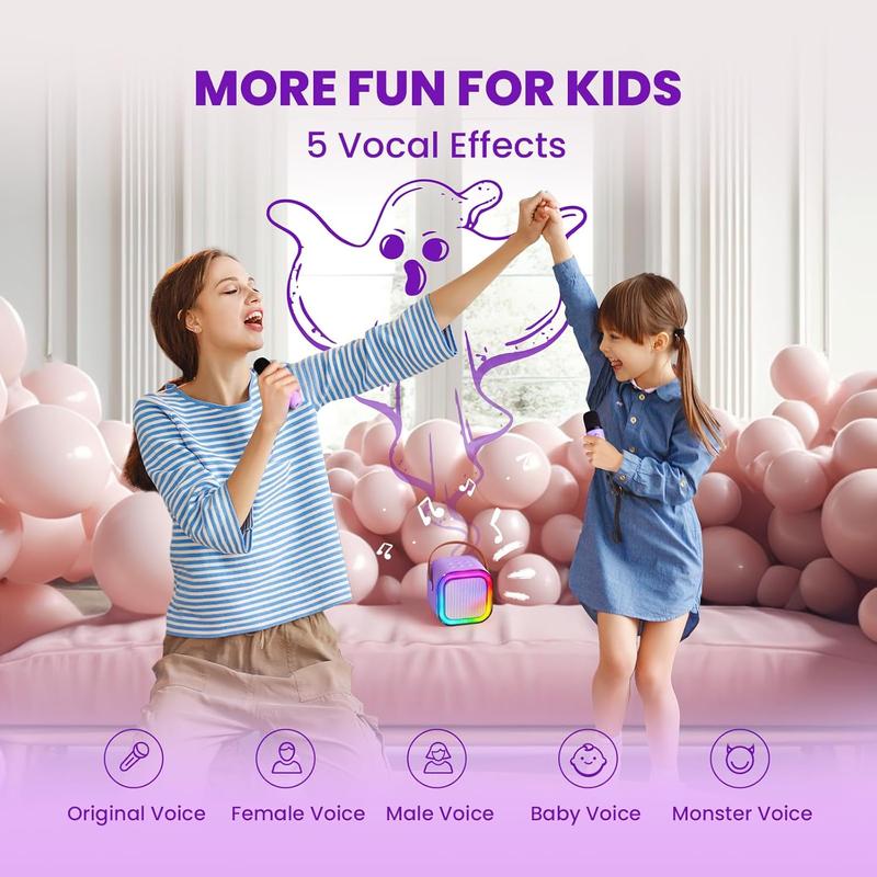 🎉🎵 Portable Bluetooth Karaoke Speaker with 2 Wireless Mics for Kids & Family