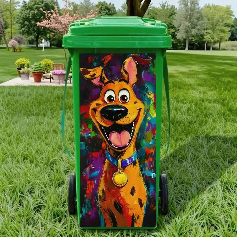 Colorful cartoon dog decorative trash can sticker