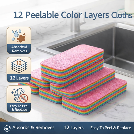 SOPAMI 12-Layer Peelable Rainbow Cleaning Sponge Wipes（3PCS）