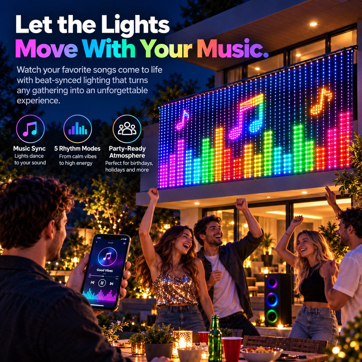 ✨ Turn Your Balcony Into A Giant LED Light Show! 🎄 Smart 400-LED Animated Mesh Screen 🎆📱