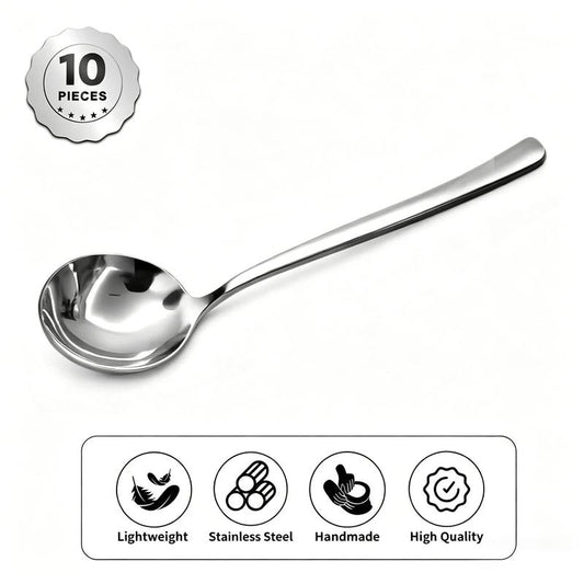 🥘18/10 Stainless Steel Soup Spoons‑Deep Bowl, No More Spills!