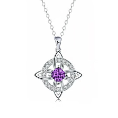 🔮 Personalized Witch’s Knot Birthstone Necklace – Sacred Protection & Luck Talisman ✨