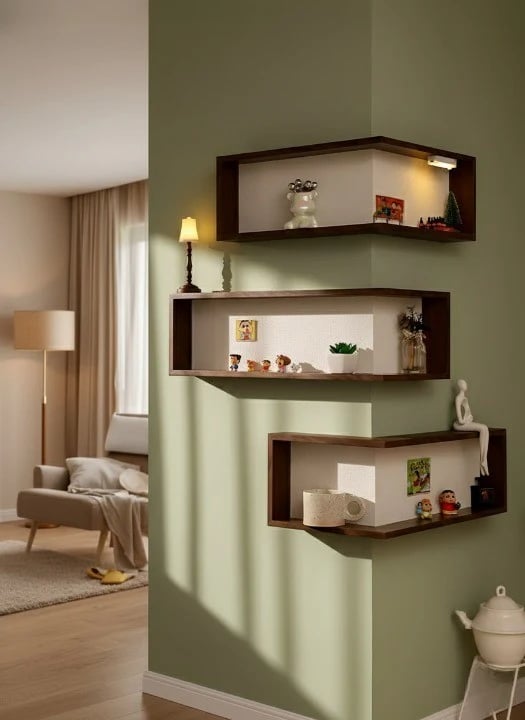 Floating Design Corner Wall Shelf Set📚