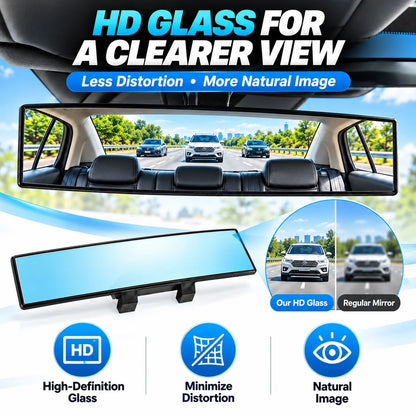 12-Inch HD Convex Panoramic Rearview Mirror – Clip-On Wide-Angle Car Mirror with Anti-Glare Glass & Anti-Slip Clips