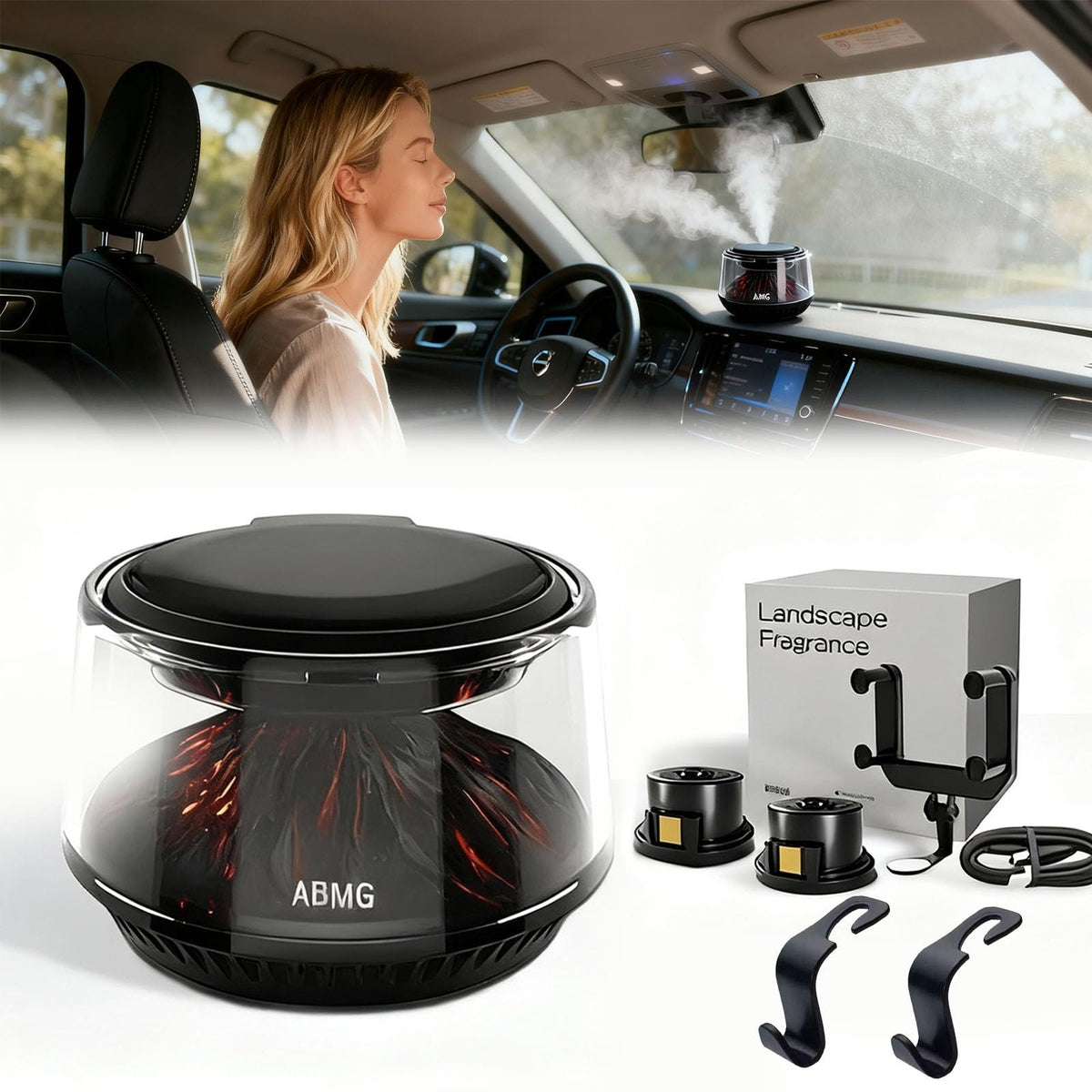 Solar Car Air Freshener with Negative Ion Purifier - Dual Color Volcano & Glacier LED Mood Lighting