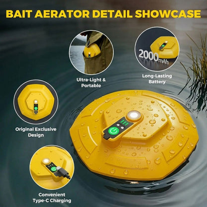 💯🎁 49% OFF🔥Portable Bait Aerator Pump, Floating Oxygen Bubbler with Rechargeable Battery, Compact Design for Buckets and Transport