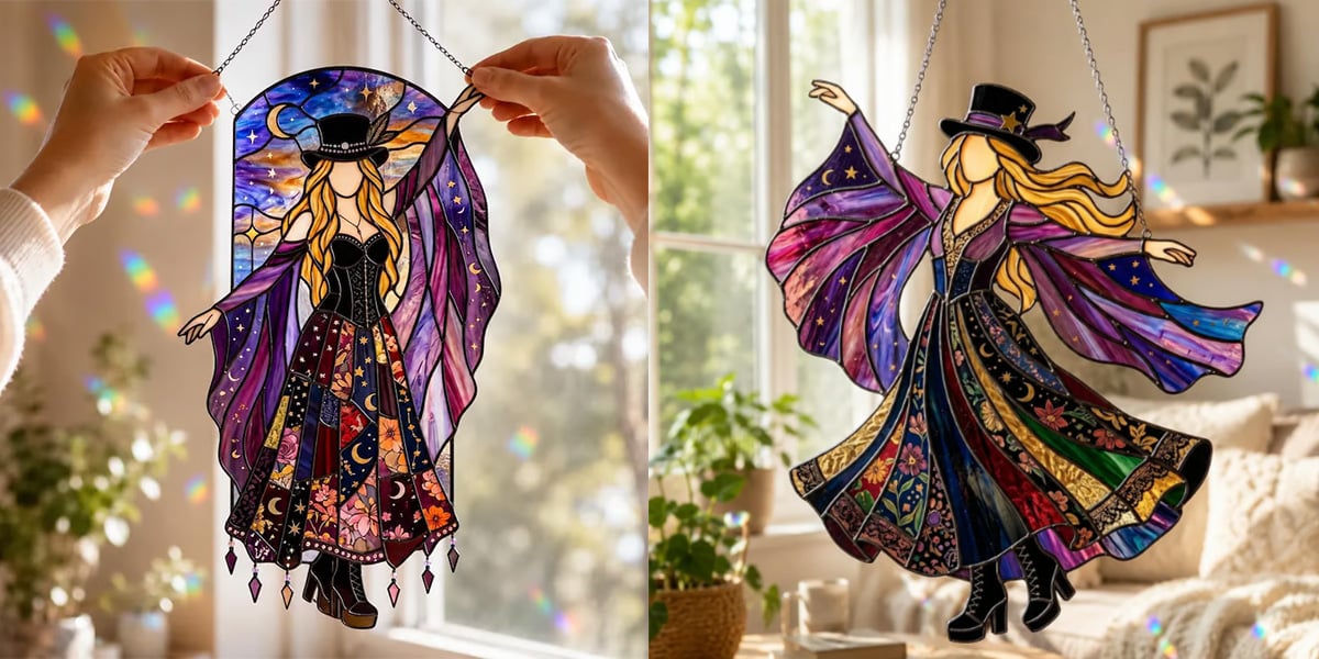💥 LAST DAY 49% OFF - 💃🤘 Handmade Stained Glass Spinning Suncatcher