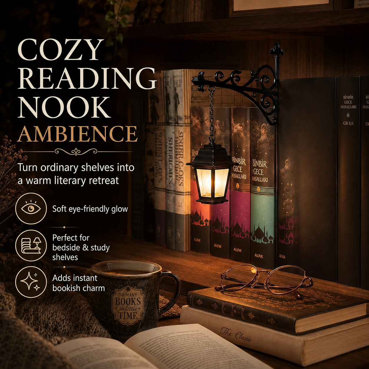 Library Lantern-Decorative Bookshelf Lighting