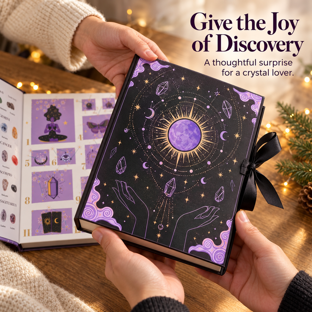 Crystal advent calendar presented as a gift for someone who loves crystals