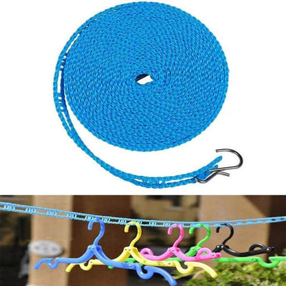 🌈Clothesline for Outside, Adjustable Clothes line,Windproof Clothesline with Hooks, Indoor and Outdoor Laundry and Drying Lines,Ideal Camping & Travel Essentials