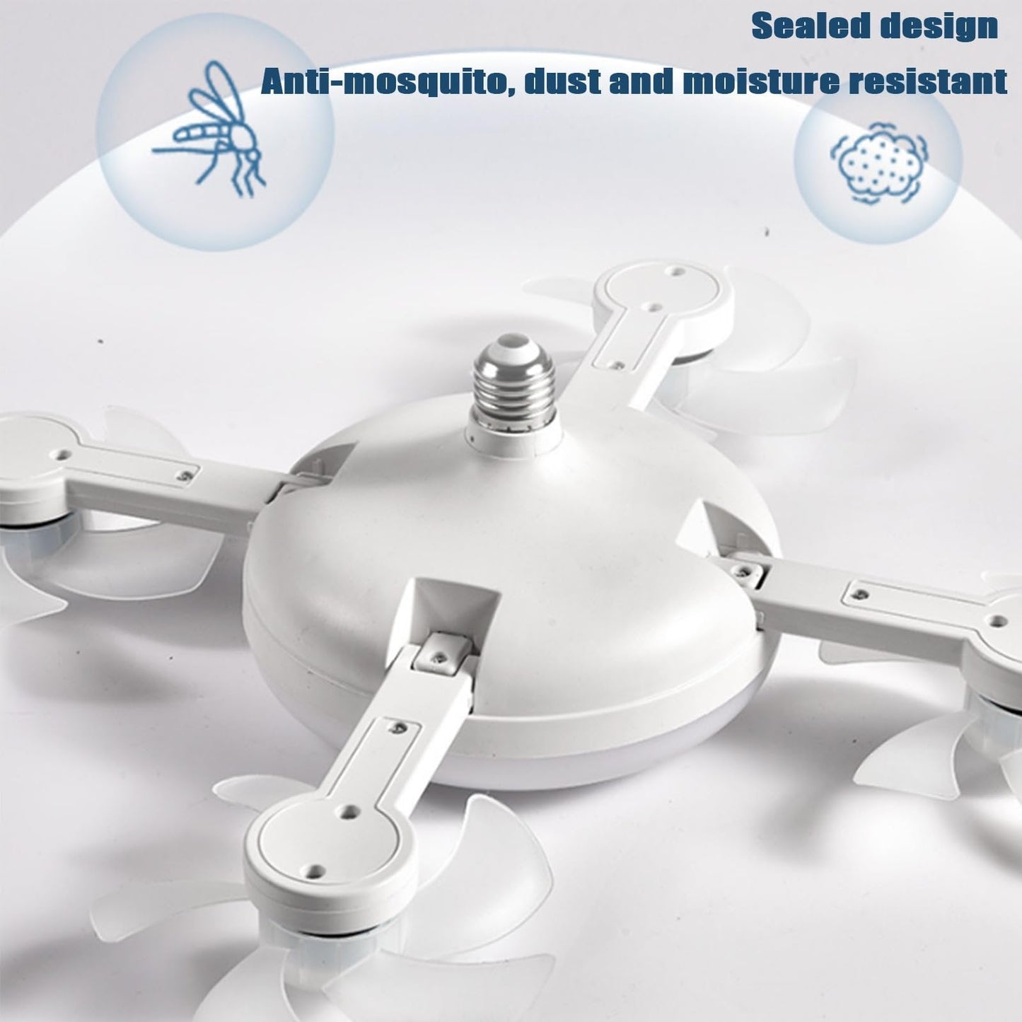 2-in-1 Socket Fan Light – 3-Color Dimmable LED Ceiling Fan with Remote