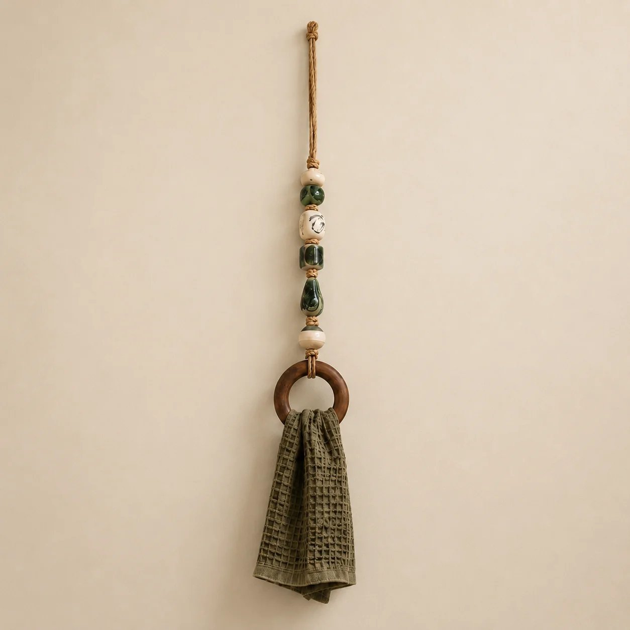 ✨Decorative Beaded Towel Hanger with Wooden Ring(📦Buy 2 Free Shipping)