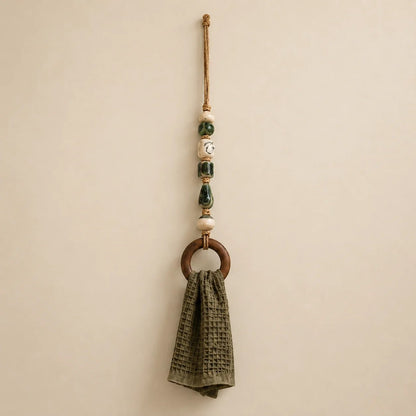 ✨Decorative Beaded Towel Hanger with Wooden Ring(📦Buy 2 Free Shipping)