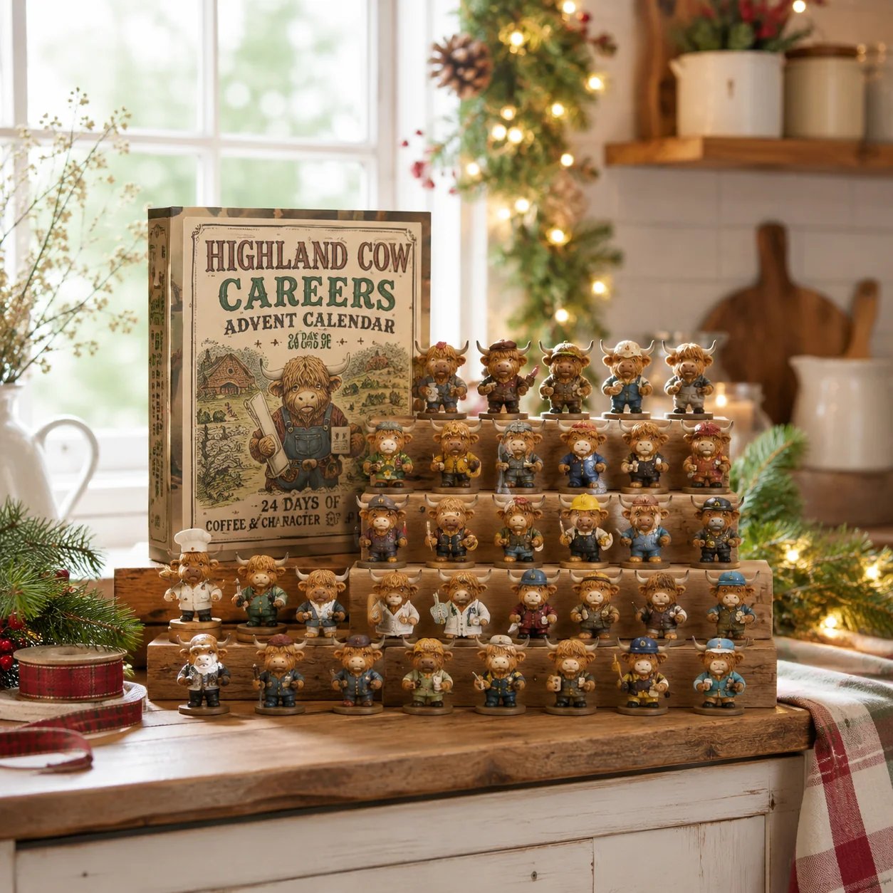 🐮 LAST DAY 49% OFF – 24 Days of Highland Cow Careers Advent Calendar | 24 Unique Collectible Highland Cows with Adorable Jobs, Tiny Accessories & Daily Christmas Surprises 🎄✨