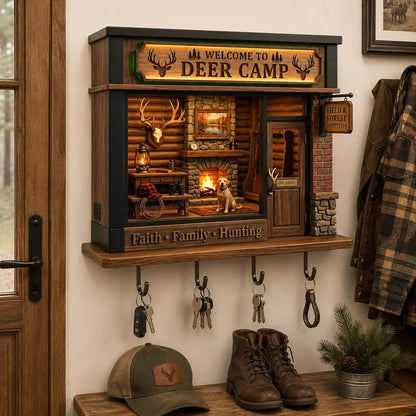 🦌Exclusive Limited Item🔥42%OFF🔥🔥Hunting-Themed 3D Wooden Cabin Key Holder