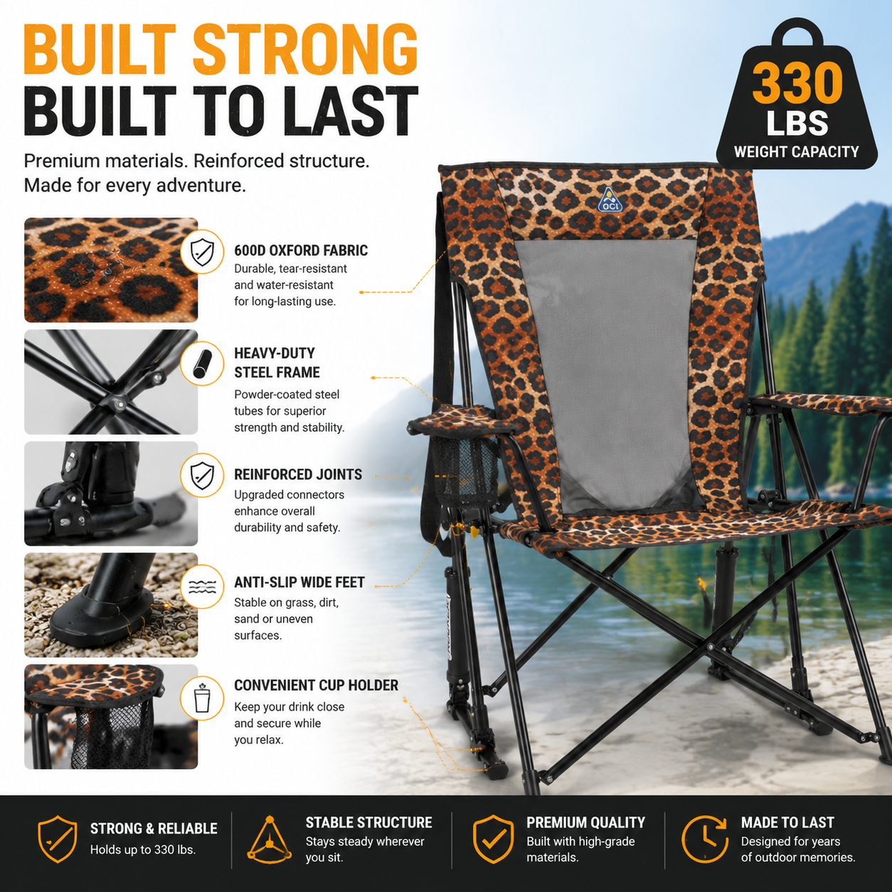 🐆 Roar & Relax: The Ultimate Leopard Print Outdoor Rocker 🏕️