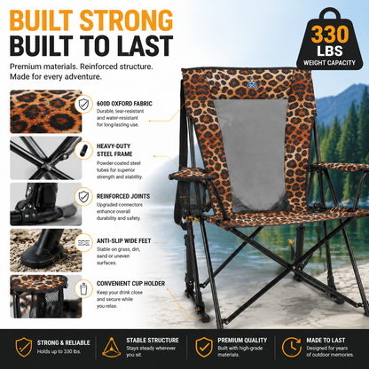 🐆 Roar & Relax: The Ultimate Leopard Print Outdoor Rocker 🏕️
