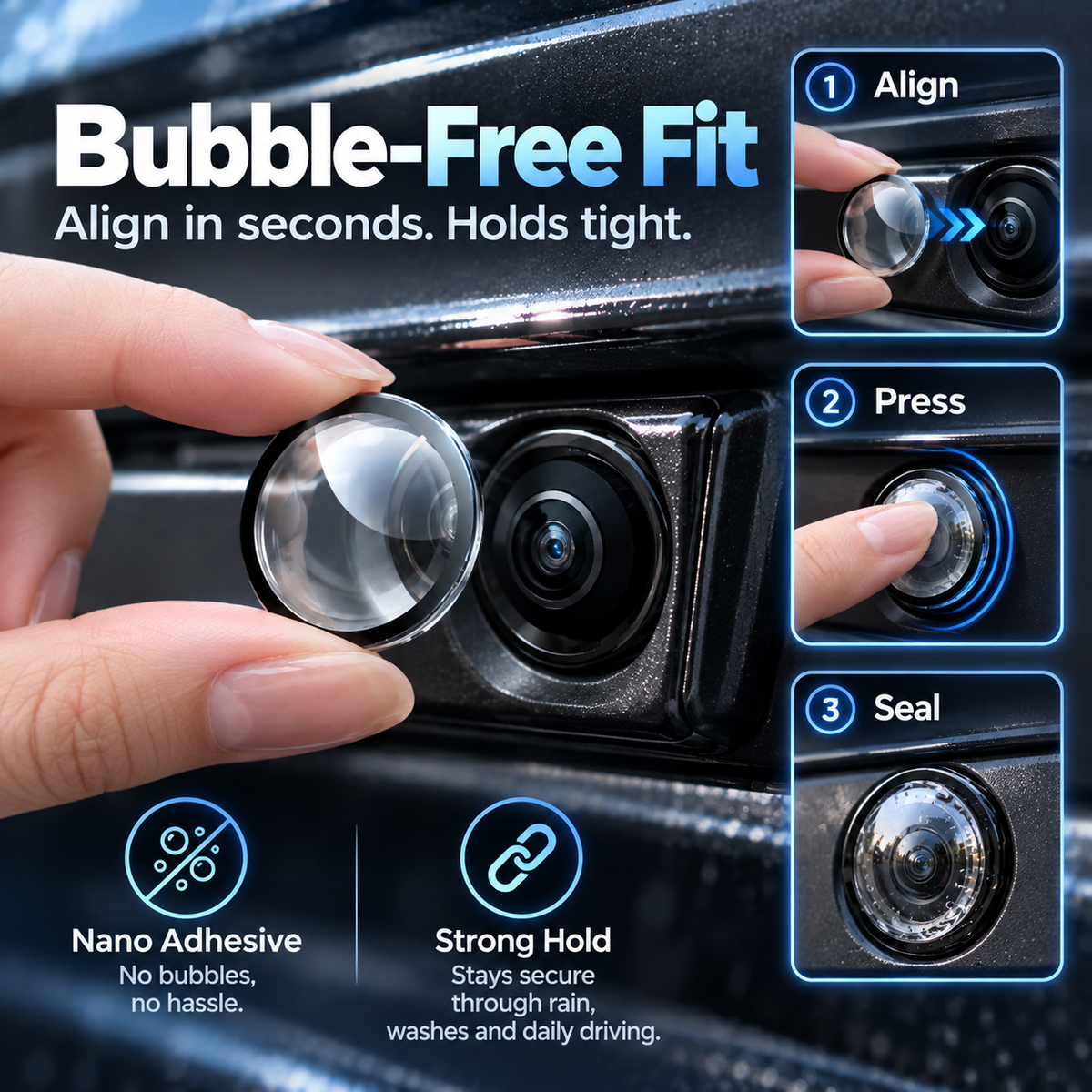 🚘Anti-Rain & Scratch Car Camera Film (4-Pack) 💧