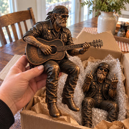 Old Biker Soul Shelf Sitter Collection – Rustic Motorcycle Rider Figurines for Men
