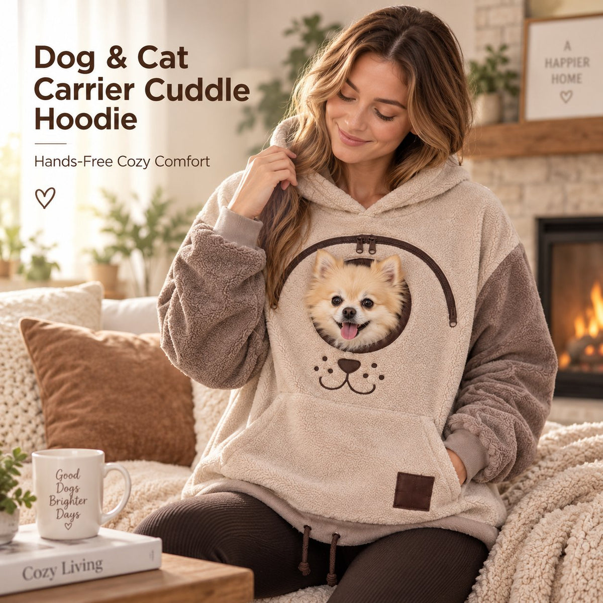 🐾 Cozy Pet Carrier Hoodie — Built-In Pouch for Cats & Small Dogs