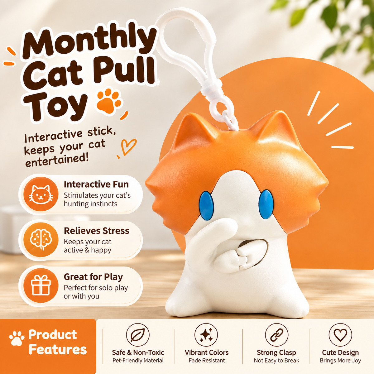 Cute Salary Cat Pull Swing Keychain, Funny Fidget Toy, Desktop Decor Ornament, Stress Relief Gift