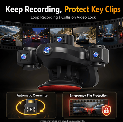 5-Camera 1080P Dash Cam | 360° Full Coverage Recording
