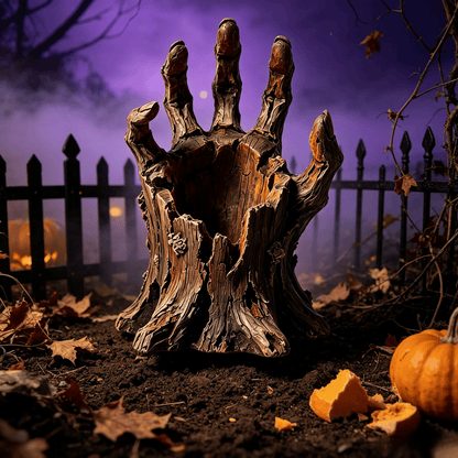 🎃Halloween  Wooden Hand Garden Planter Stake – Spooky Driftwood Yard Decor for Plants & Halloween 🕸️