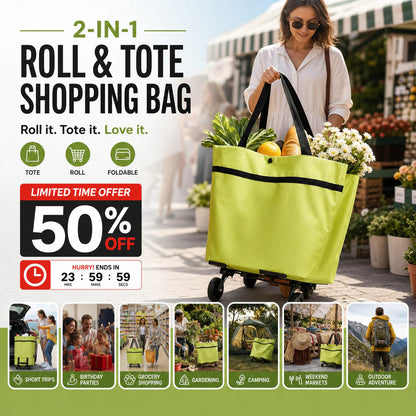 🔥HOT SALE 50% OFF - 🛍️Foldable 2-in-1 Shopping Bag