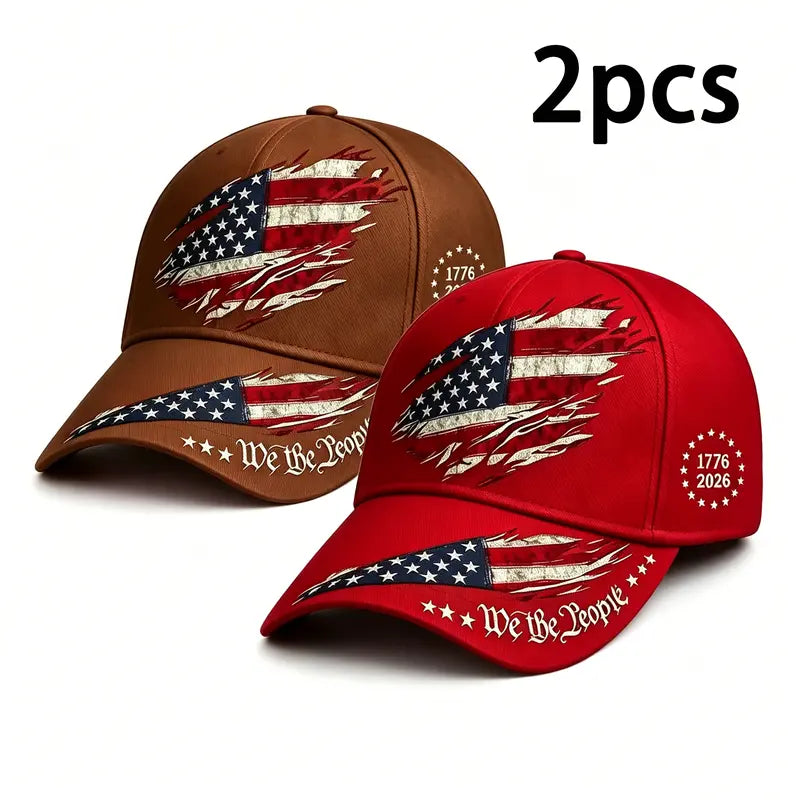 2pcs 250th Anniversary Print Baseball Cap