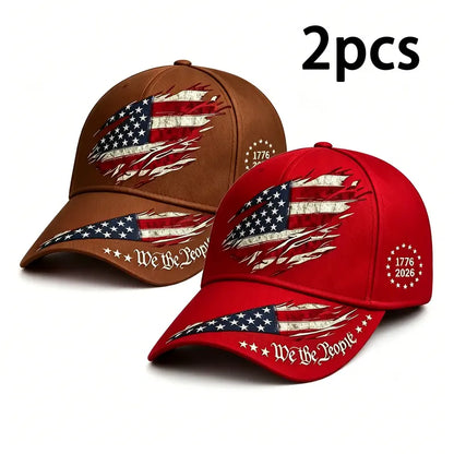 2pcs 250th Anniversary Print Baseball Cap