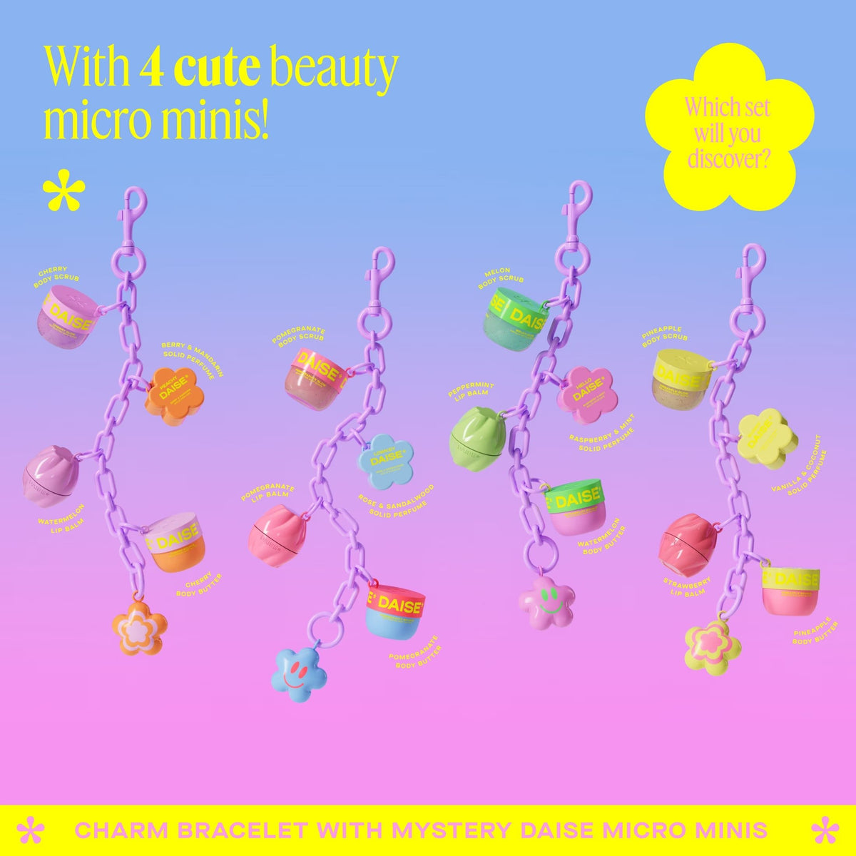 💜 Surprise Bracelet with Mini Beauty Products | Clip-On Bag Charm, Y2K Pastel Style
