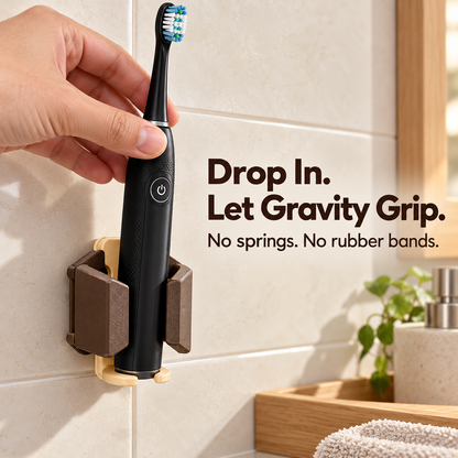 🪥 Gravity-Grip Wall Mount Toothbrush Holder | Drill-Free Bathroom Organizer🧼