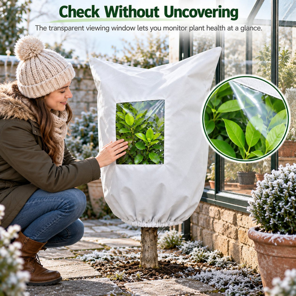 Winter Plant Frost Protection Cover for Trees, Shrubs & Potted Plants