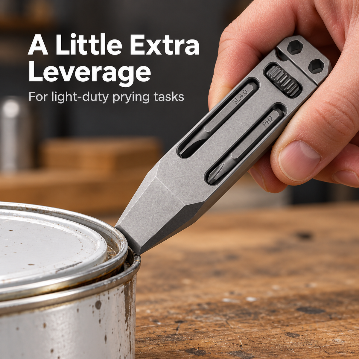 🪛Pocket Titanium Pry Bar Multi-Tool | 4-in-1 Bottle Opener & Wrench | Grade 5 Titanium | Keychain Everyday Carry