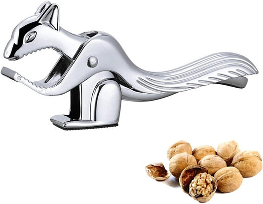 🐿️ Cute Squirrel Nutcracker, Zinc Alloy Labor-Saving Nut Shell Opener with Anti-Slip Base