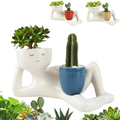 🔥Lazy Guy Funny Planter with Drainage Hole