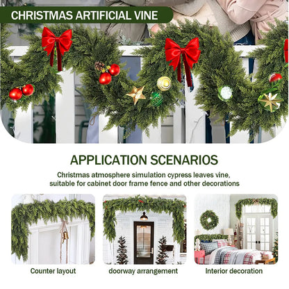 🎄 2-Pack 6ft Real Touch Artificial Cedar Garland | Lifelike Winter Pine Greenery for Christmas Mantle, Table & Wall Decor