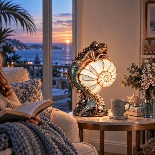 🔥Last Day 49% OFF🧜‍♀️ Moon-Tide Mermaid Nautilus Lamp