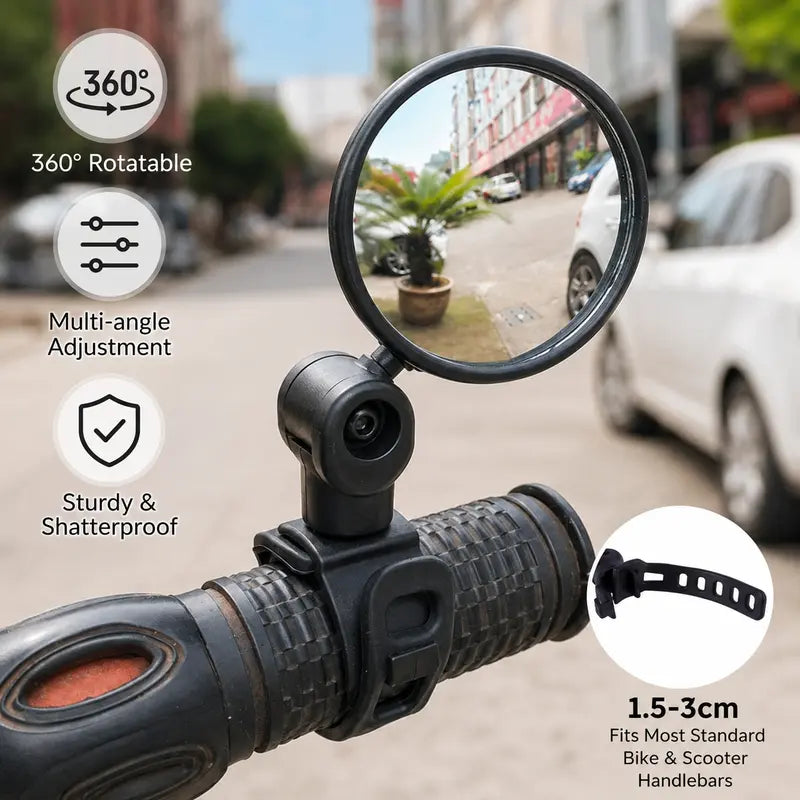 2 Counts, Bicycle Handlebar Convex Rearview Mirror