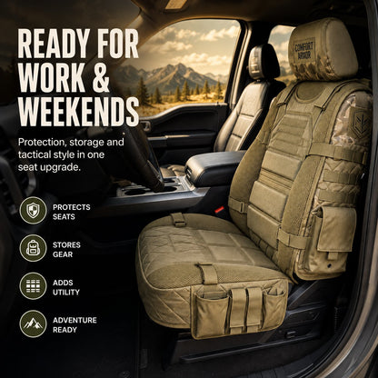 Tactical MOLLE Car Seat Cover Organizer – Rugged Protection & Smart Storage
