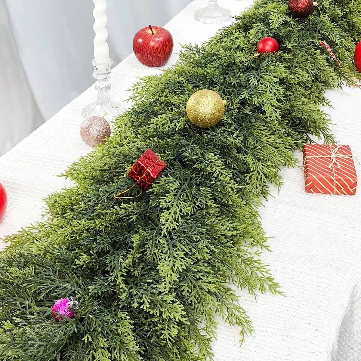 🎄 2-Pack 6ft Real Touch Artificial Cedar Garland | Lifelike Winter Pine Greenery for Christmas Mantle, Table & Wall Decor