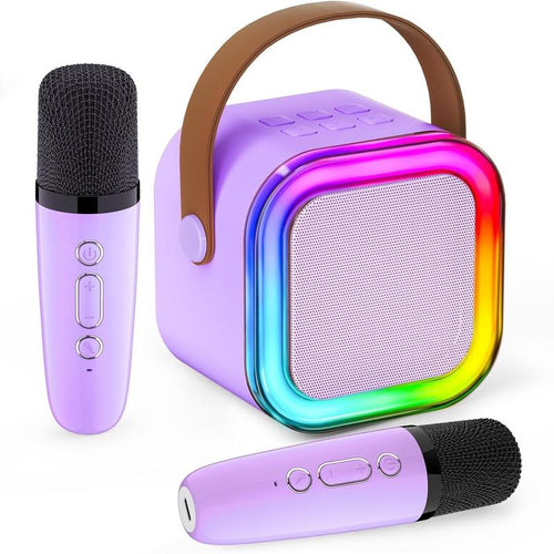 🎉🎵 Portable Bluetooth Karaoke Speaker with 2 Wireless Mics for Kids & Family