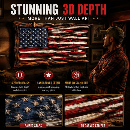 🇺🇸 Handmade Wooden American Flag Wall Art 🔥
